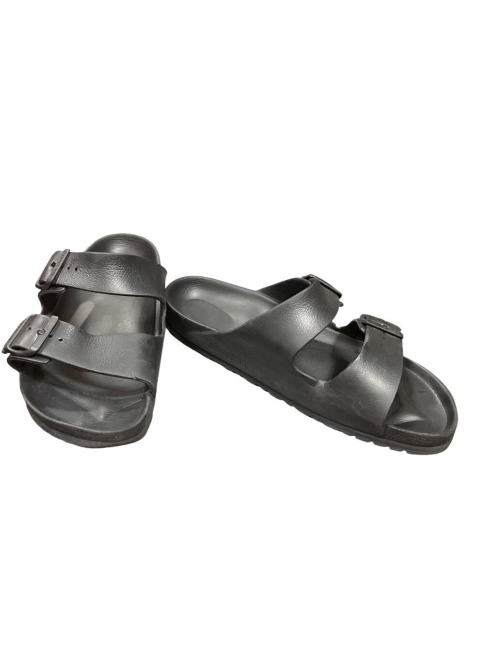 Birkenstock wms blac faux leather casual slip on sandals sz 40/9-9.5 SKU 10-246